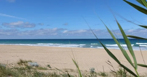 Tracking shot on beautiful beach Stock Footage 91069950