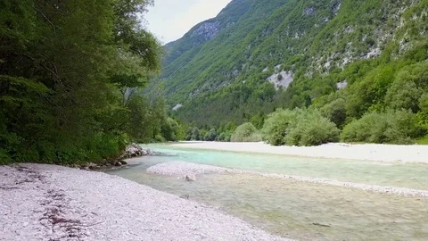 Tracking shot of beautiful Emerald river Soca in Slovenia Stock Footage 80644309