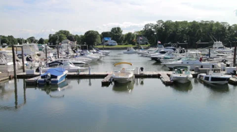 Tracking shot of boat harbor Stock Footage 28033324