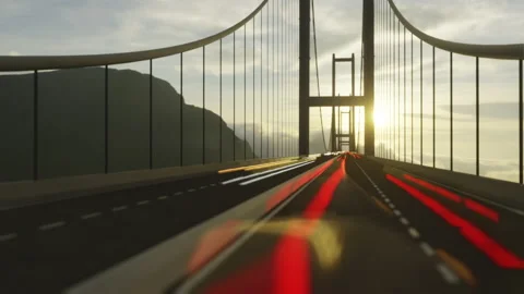 Tracking shot of the bridge traffic hyperlapse Stock Footage 149330517