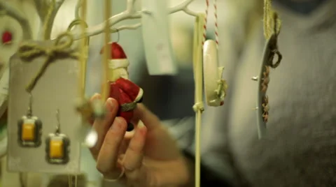 Tracking shot browsing through hanging ornaments Stock Footage 44286036