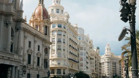 Tracking shot on buildings in the Eixample area in Valencia, spain Video stock 92302056