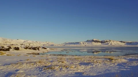 Tracking shot camera moves in a beautiful landscape with mountain in background Stock Footage 95307398