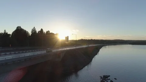 Tracking shot of a Car on a Bridge Stock Footage 85977218