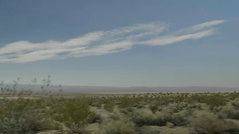 TRACKING SHOT FROM CAR DRIVING THOUGH DESERT Stock Footage 127450232