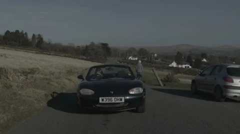 Tracking shot of car driving V3 Stock Footage 38842232