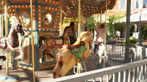 Tracking shot of the carousel Stock Footage 137966811
