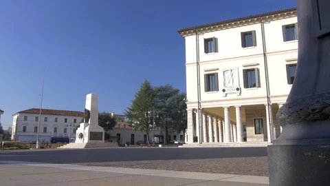 Tracking shot - Central square of Montebelluna - 4k Stock Footage 99281770