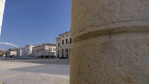Tracking shot - Central square of Montebelluna - 4k Stock Footage 99284779