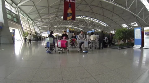 Tracking shot to check-in area at Incheon International Airport Stock Footage 34144487