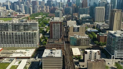 Tracking Shot of Chicago CTA Subway Train Leaving City Loop [4K] Stock Footage 110716807