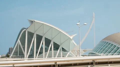Tracking shot on the city of science and art in Valencia Stock Footage 102182944