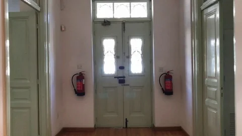 Tracking Shot of a Classic Door inside a Classic House Stock Footage 91622526