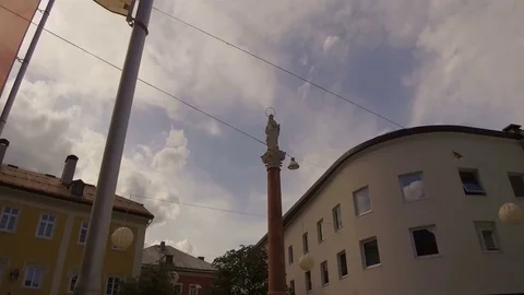 Tracking shot column pedestrian zone, Lienz Video stock 79655236
