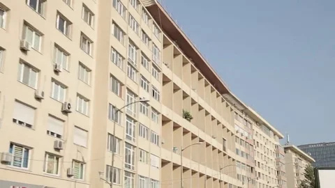 Tracking shot with communist block of flats Stock Footage 69202573