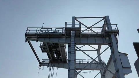 Tracking Shot of Dam Gate Hoist Structure Stock Footage 330981438