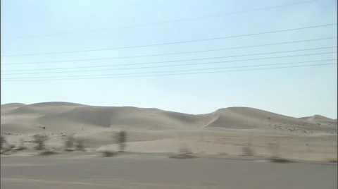 Tracking shot of a desert while traveling on the road. Stock Footage 46868331
