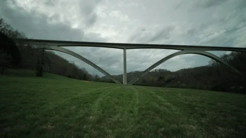 Tracking Shot of Double Arch Bridge South of Nashville on Natchez Trace Stock Footage 105835711