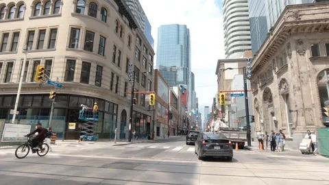 Tracking shot driving through downtown Toronto Stock Footage 321035482