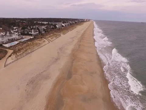 Tracking shot of drone over coastline Stock Footage 82574647