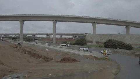 Tracking shot of  Durban freeway interchange construction site Stock Footage 82966109