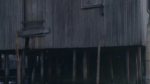 Tracking shot, dusk, Makoko Stock Footage 38483335