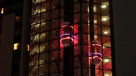 TRACKING SHOT OF ELEVATOR GOING DOWN Stock Footage 96115653