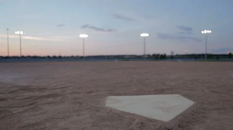 Tracking Shot of Empty Baseball Diamond at Dusk Stock Footage 41670259