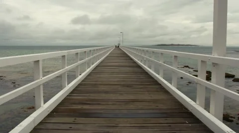 Tracking shot of Empty Pier on stormy day. Video stock 49511550