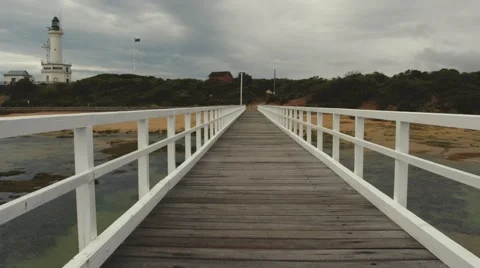 Tracking shot of Empty Pier on stormy day. Video stock 49511781