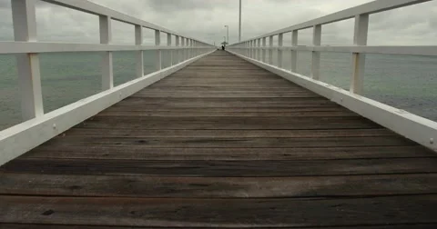 Tracking shot of Empty Pier on stormy day. 4K Stock Footage 49513502