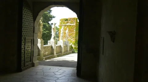 Tracking shot to entrance of Duino castle 스톡 동영상 67385138