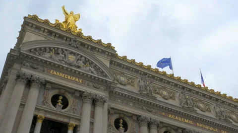 Tracking shot of the facade of the Opera in Paris Stock Footage 57338455