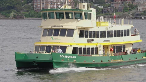 Tracking shot of ferry in Sydney harbour Video stock 195582289