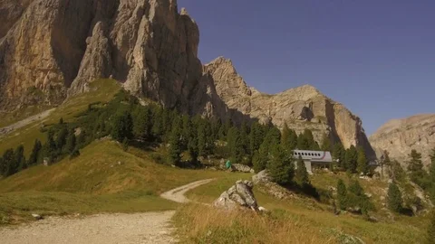 Tracking shot from Forcelles to Sassongher Stock Footage 79886395