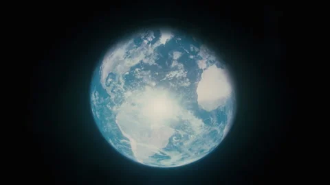 Tracking shot forward towards Earth seen from space with the Moon in the backgro Stock Footage 279078859