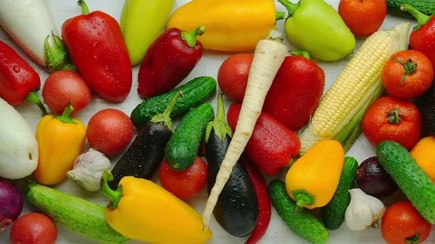 Tracking Shot of Fresh Organic Vegetables Stock-Footage 70442912