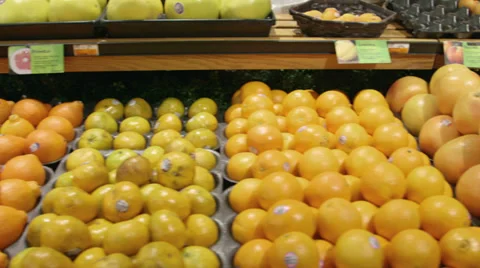 Tracking shot of fruit in a grocery store Stock Footage 35288248