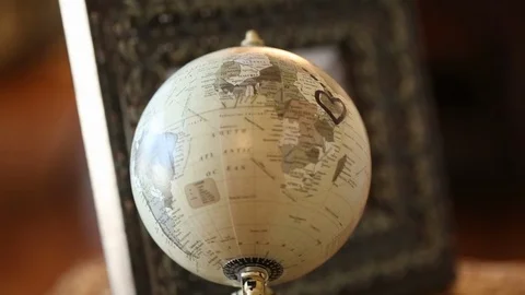 Tracking Shot Of Globe With Heart Drawn Around Ethiopia Stock-Footage 102136992