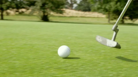 Tracking shot of golf ball being putted - Slo Motion Vídeo Stock 46069572