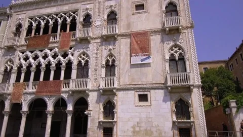Tracking shot from the Gotic archictecture of Ca' d'Oro, Venice Stock Footage 83316499