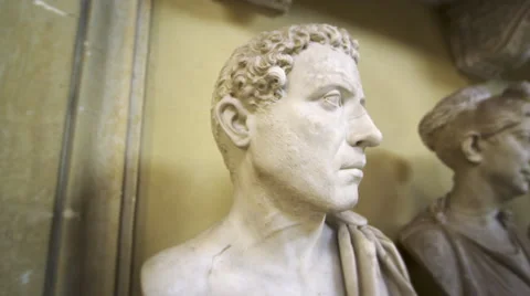 Tracking shot of head and shoulder sculptures inside Vatican Stock Footage 52303387