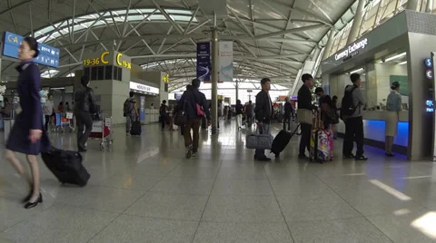 Tracking shot inside Incheon International Airport_01 Stock Footage 34145053