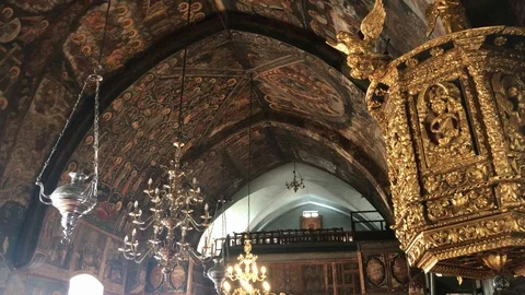 Tracking Shot inside Orthodox Cathedral Stock Footage 99856055