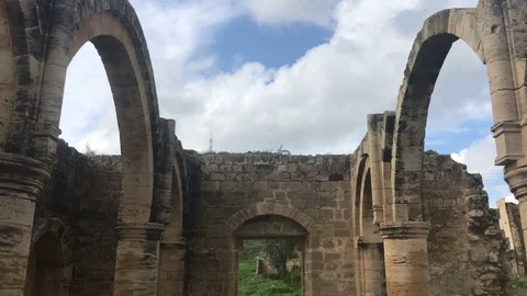 Tracking Shot Inside the Ruins of Old Church Stock Footage 102617821