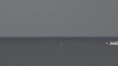 Tracking shot of Jet Ski Stock Footage 52564300