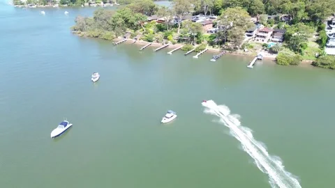 Tracking Shot of Jetski on Georges River. Stock Footage 303886840