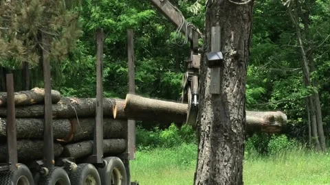 A Tracking Shot of a Large Cherry Picker Stock Footage 156114103