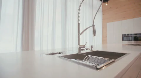 Tracking shot of a large modern kitchen Stock Footage 63499533