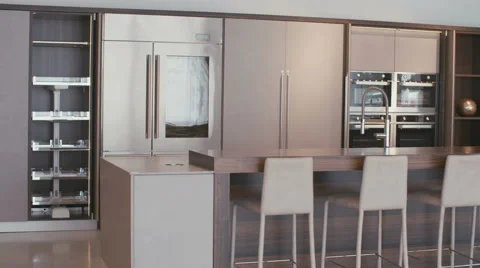 Tracking shot of a luxury kitchen Stock Footage 63498750